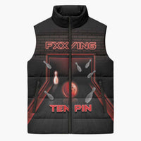 Personalized Bowling Sleeveless Puffer Jacket Ten Pin Neon Style - Wonder Print Shop
