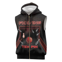 Personalized Bowling Sleeveless Zip Hoodie Ten Pin Neon Style - Wonder Print Shop
