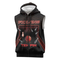 Personalized Bowling Sleeveless Zip Hoodie Ten Pin Neon Style - Wonder Print Shop