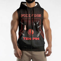 Personalized Bowling Sleeveless Zip Hoodie Ten Pin Neon Style - Wonder Print Shop