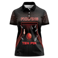 Personalized Bowling Women Polo Shirt Ten Pin Neon Style - Wonder Print Shop