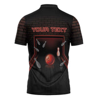 Personalized Bowling Zipper Polo Shirt Ten Pin Neon Style - Wonder Print Shop