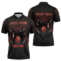 Personalized Bowling Zipper Polo Shirt Ten Pin Neon Style - Wonder Print Shop