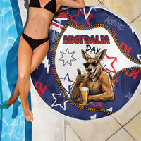 Australia Flag Day Beach Blanket Cool Kangaroo Beer Aussie Aussie Oi Oi