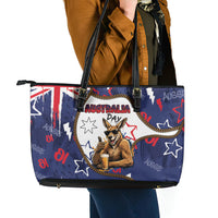 Australia Flag Day Leather Tote Bag Cool Kangaroo Beer Aussie Aussie Oi Oi