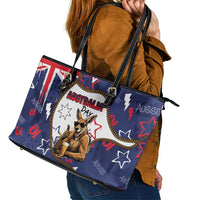 Australia Flag Day Leather Tote Bag Cool Kangaroo Beer Aussie Aussie Oi Oi
