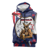 Australia Flag Day Sleeveless Hoodie Cool Kangaroo Beer Aussie Aussie Oi Oi