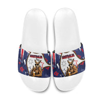 Australia Flag Day Slide Sandals Cool Kangaroo Beer Aussie Aussie Oi Oi