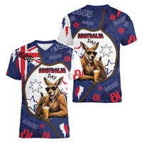 Australia Flag Day Women V-Neck T-Shirt Cool Kangaroo Beer Aussie Aussie Oi Oi