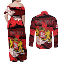 Personalized Georgia Couples Matching Off Shoulder Maxi Dress and Long Sleeve Button Shirt Patron Saint Symbol - Wonder Print Shop