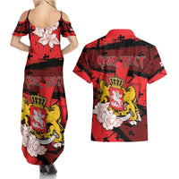 Personalized Georgia Couples Matching Summer Maxi Dress and Hawaiian Shirt Patron Saint Symbol - Wonder Print Shop