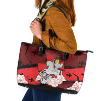 Georgia Leather Tote Bag Patron Saint Symbol - Wonder Print Shop