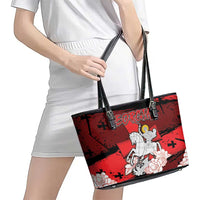 Georgia Leather Tote Bag Patron Saint Symbol - Wonder Print Shop