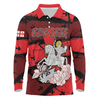 Personalized Georgia Long Sleeve Polo Shirt Patron Saint Symbol - Wonder Print Shop