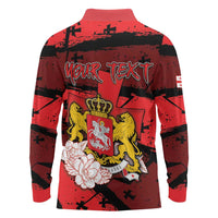 Personalized Georgia Long Sleeve Polo Shirt Patron Saint Symbol - Wonder Print Shop