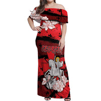 Personalized Georgia Off Shoulder Maxi Dress Patron Saint Symbol - Wonder Print Shop