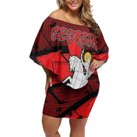 Personalized Georgia Off Shoulder Short Dress Patron Saint Symbol - Wonder Print Shop