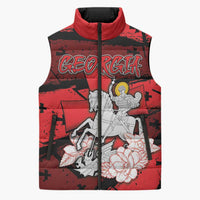 Personalized Georgia Sleeveless Puffer Jacket Patron Saint Symbol - Wonder Print Shop
