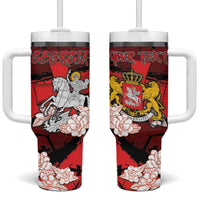 Personalized Georgia Tumbler With Handle Patron Saint Symbol - Wonder Print Shop