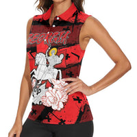 Personalized Georgia Women Sleeveless Polo Shirt Patron Saint Symbol - Wonder Print Shop