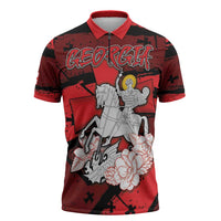 Personalized Georgia Zipper Polo Shirt Patron Saint Symbol - Wonder Print Shop