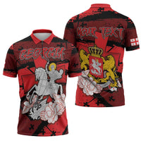 Personalized Georgia Zipper Polo Shirt Patron Saint Symbol - Wonder Print Shop