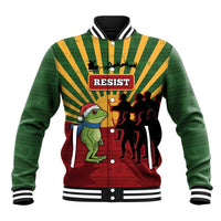 Merry Resistmas Baseball Jacket Resist Portland Frog - Wonder Print Shop