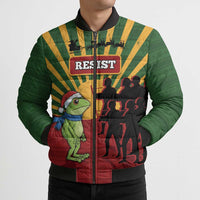 Merry Resistmas Bomber Puffer Jacket Resist Portland Frog - Wonder Print Shop