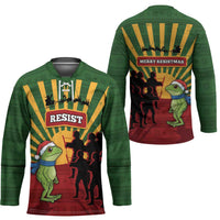 Merry Resistmas Hockey Jersey Resist Portland Frog - Wonder Print Shop