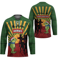 Merry Resistmas Hockey Jersey Resist Portland Frog - Wonder Print Shop