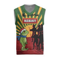 Merry Resistmas Christmas Knitted V-Neck Vest Resist Portland Frog - Wonder Print Shop