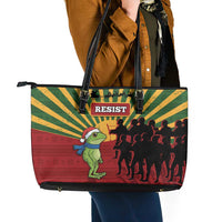 Merry Resistmas Leather Tote Bag Resist Portland Frog - Wonder Print Shop