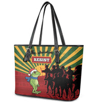 Merry Resistmas Leather Tote Bag Resist Portland Frog - Wonder Print Shop
