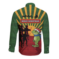 Merry Resistmas Long Sleeve Button Shirt Resist Portland Frog - Wonder Print Shop