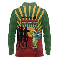 Merry Resistmas Long Sleeve Polo Shirt Resist Portland Frog - Wonder Print Shop
