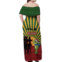 Merry Resistmas Off Shoulder Maxi Dress Resist Portland Frog - Wonder Print Shop