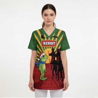 Merry Resistmas Scrub Top Resist Portland Frog - Wonder Print Shop