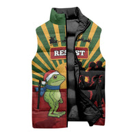 Merry Resistmas Sleeveless Puffer Jacket Resist Portland Frog - Wonder Print Shop