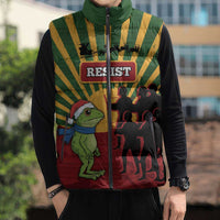 Merry Resistmas Sleeveless Puffer Jacket Resist Portland Frog - Wonder Print Shop