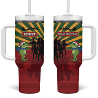 Merry Resistmas Tumbler With Handle Resist Portland Frog - Wonder Print Shop