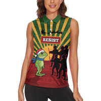 Merry Resistmas Women Sleeveless Polo Shirt Resist Portland Frog - Wonder Print Shop