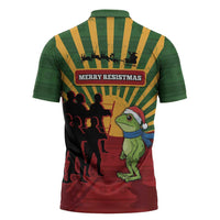 Merry Resistmas Zipper Polo Shirt Resist Portland Frog - Wonder Print Shop