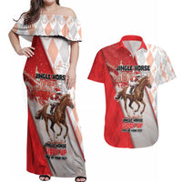 Horse Racing Christmas Couples Matching Off Shoulder Maxi Dress and Hawaiian Shirt Giddy Up Pick Up Your Feet - Wonder Print Shop