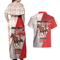 Horse Racing Christmas Couples Matching Off Shoulder Maxi Dress and Hawaiian Shirt Giddy Up Pick Up Your Feet - Wonder Print Shop