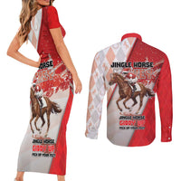 Horse Racing Christmas Couples Matching Short Sleeve Bodycon Dress and Long Sleeve Button Shirt Giddy Up Pick Up Your Feet - Wonder Print Shop