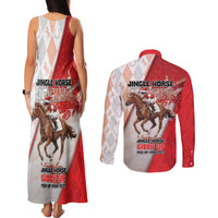 Horse Racing Christmas Couples Matching Tank Maxi Dress and Long Sleeve Button Shirt Giddy Up Pick Up Your Feet - Wonder Print Shop