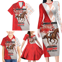 Horse Racing Christmas Family Matching Long Sleeve Bodycon Dress and Hawaiian Shirt Giddy Up Pick Up Your Feet - Wonder Print Shop