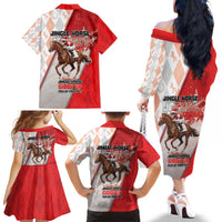 Horse Racing Christmas Family Matching Off The Shoulder Long Sleeve Dress and Hawaiian Shirt Giddy Up Pick Up Your Feet - Wonder Print Shop