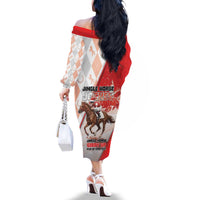 Horse Racing Christmas Family Matching Off The Shoulder Long Sleeve Dress and Hawaiian Shirt Giddy Up Pick Up Your Feet - Wonder Print Shop