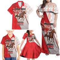 Horse Racing Christmas Family Matching Off Shoulder Maxi Dress and Hawaiian Shirt Giddy Up Pick Up Your Feet - Wonder Print Shop